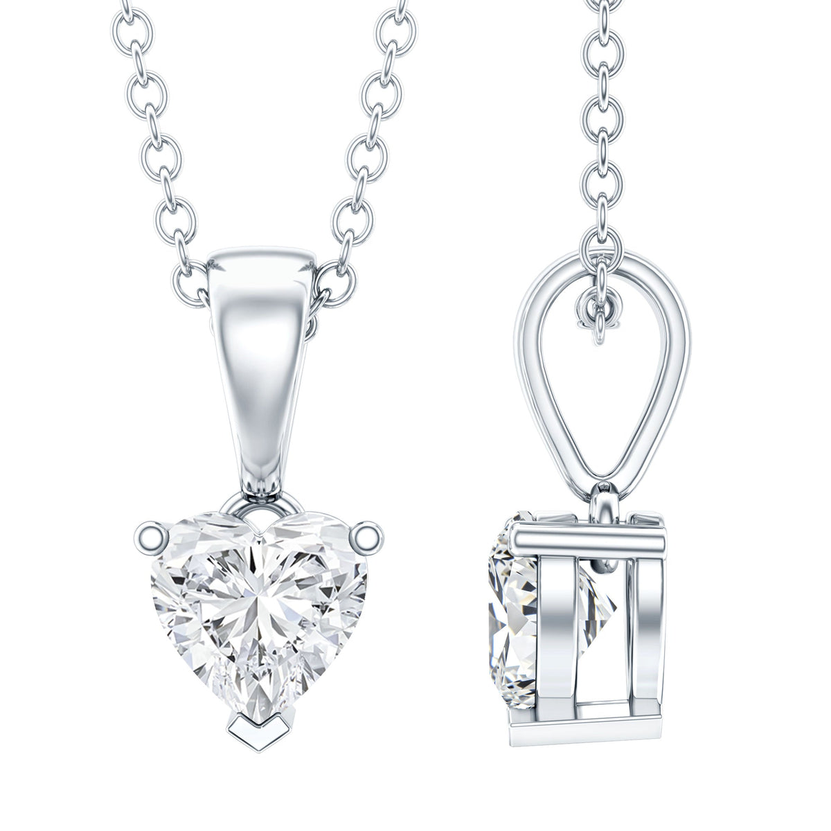 0.5 Carat Lab Grown Diamond Heart Necklace For Women - Luzilly Bridal & Apparel