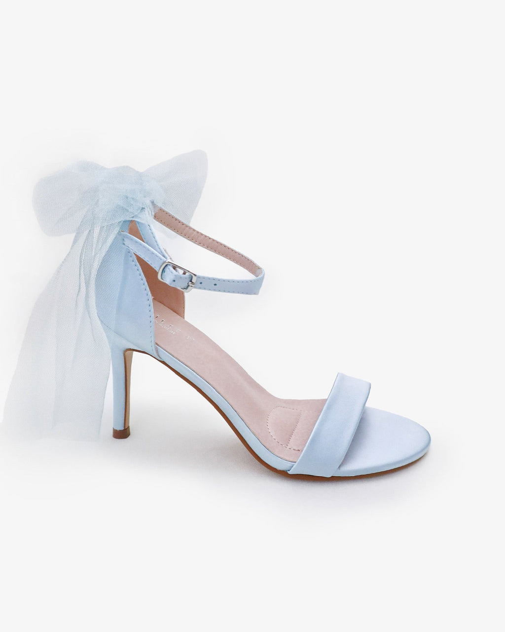 Satin High Heel Wedding Sandals with Tulle Back Bow