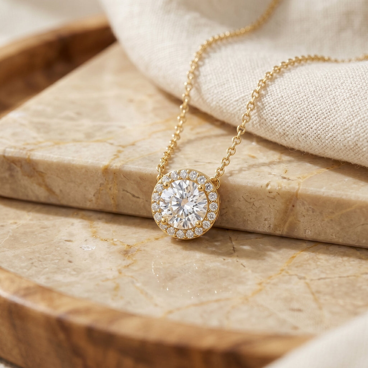 1 Carat Lab Grown Diamond Bridal Necklace with IGI Certificate - Luzilly Bridal & Apparel