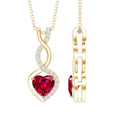 1 Carat Lab Grown Ruby Heart and Infinity Necklace with Silver Chain - Luzilly Bridal & Apparel