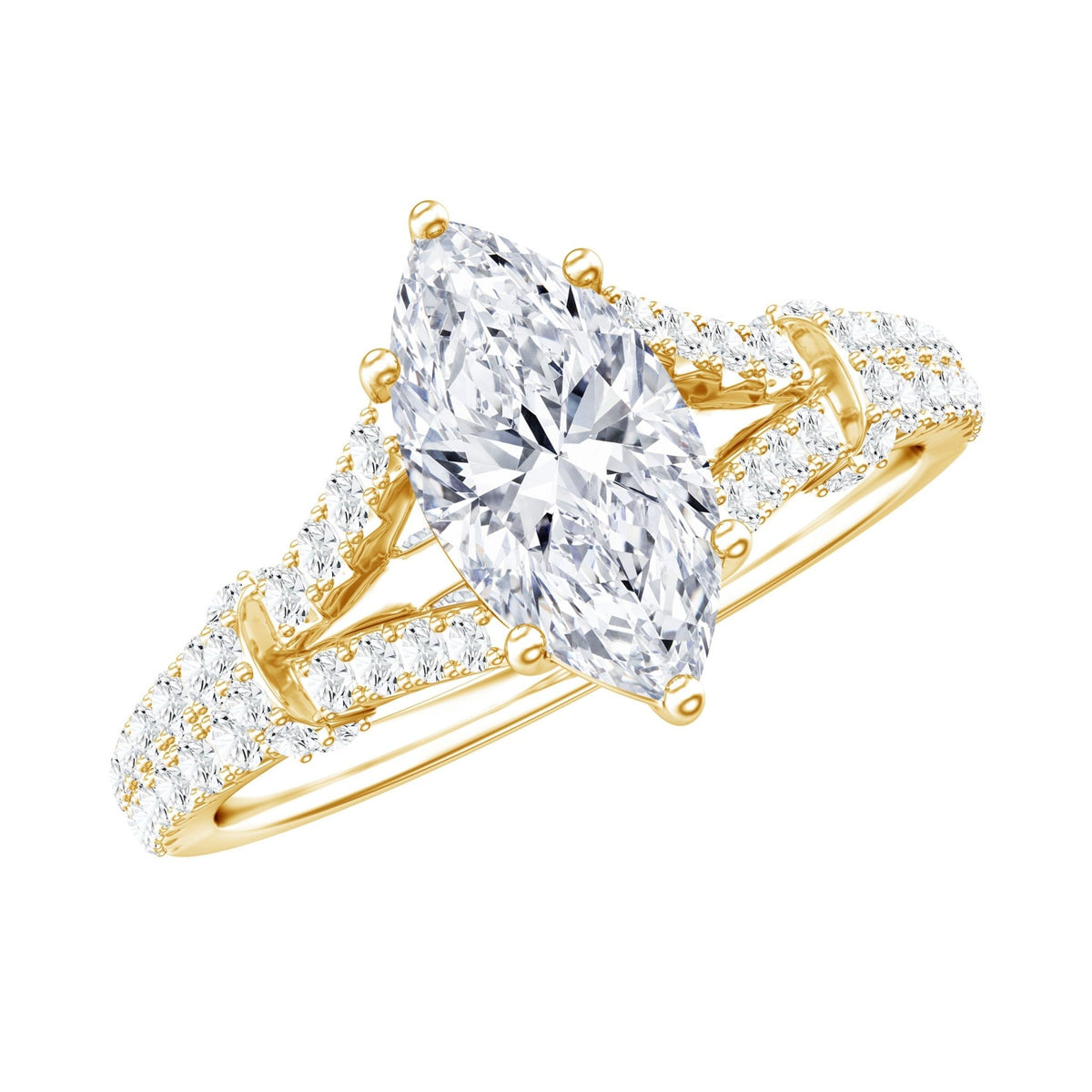 1 Carat Marquise Cut Lab Grown Diamond Split Shank Engagement Ring with IGI Certificate - Luzilly Bridal & Apparel