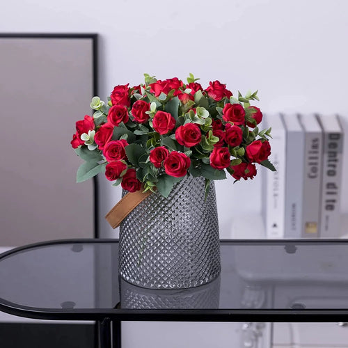10-Head Silk Rose and Eucalyptus Bouquet for Weddings and Décor - Luzilly Bridal & Apparel