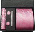 100% Silk Necktie Paisley Floral Mens Tie Top Quality Business Tie Pocket Square Tie Clip Cufflinks Set Classic For Men Gift Box - Luzilly Bridal & Apparel
