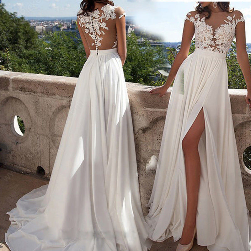 Lace Split Wedding Evening Dress