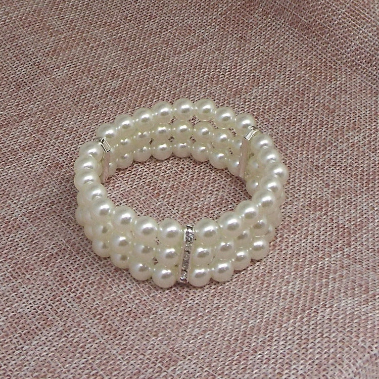 Stylish Fashion Rhinestone Pearl Elegant Stretch Bracelet