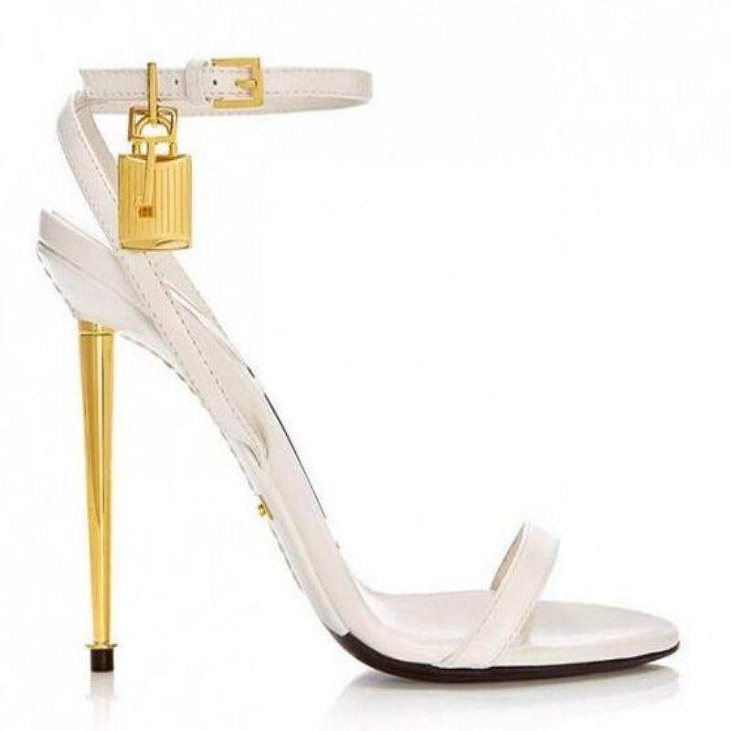 10CM Summer Women's Sandals Mirror Slingback Sexy Slotted Buckle Lock Stiletto Heels Shoes For Wedding Party Banquet - Luzilly Bridal & Apparel