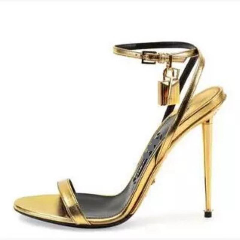 10CM Summer Women's Sandals Mirror Slingback Sexy Slotted Buckle Lock Stiletto Heels Shoes For Wedding Party Banquet - Luzilly Bridal & Apparel
