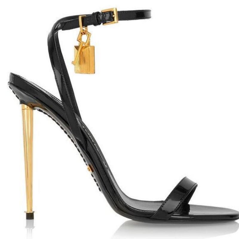 10CM Summer Women's Sandals Mirror Slingback Sexy Slotted Buckle Lock Stiletto Heels Shoes For Wedding Party Banquet - Luzilly Bridal & Apparel