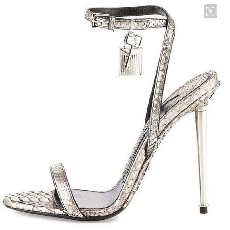 10CM Summer Women's Sandals Mirror Slingback Sexy Slotted Buckle Lock Stiletto Heels Shoes For Wedding Party Banquet - Luzilly Bridal & Apparel