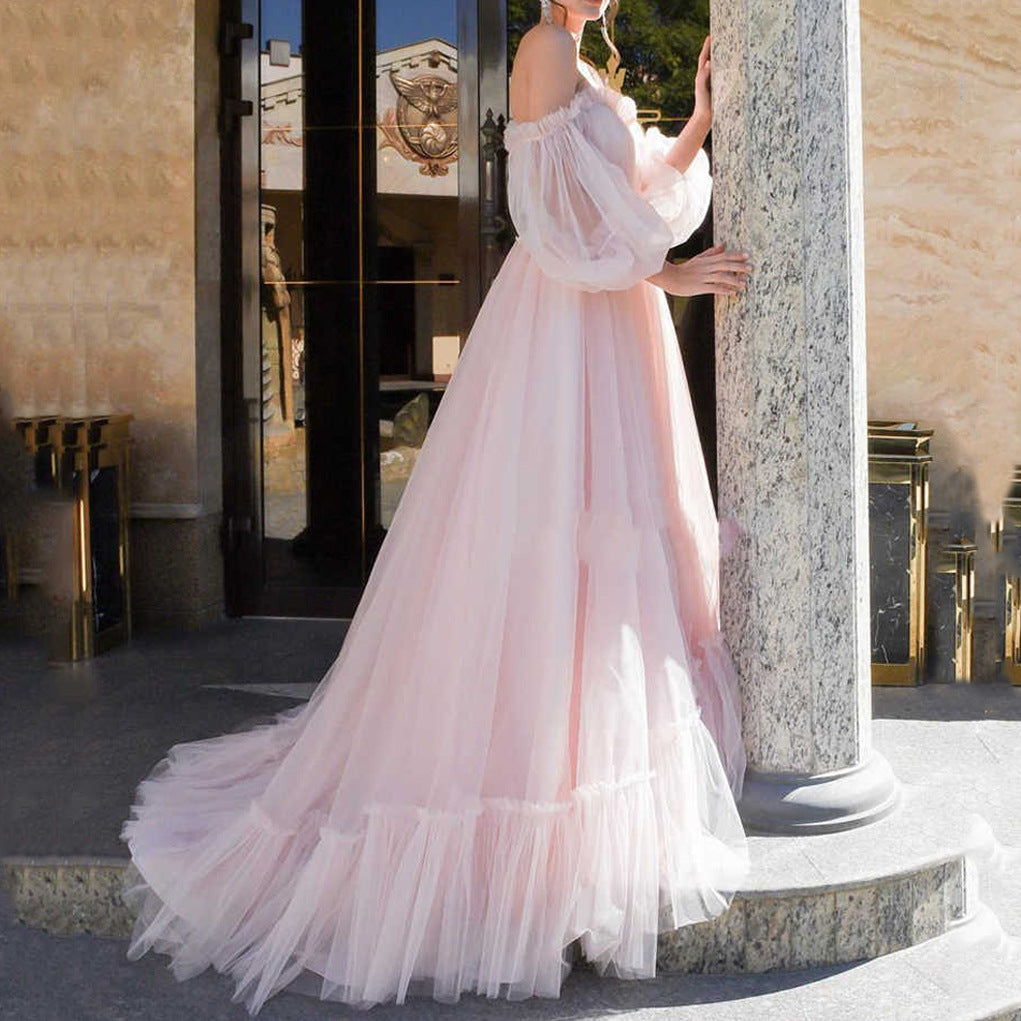 Off-Shoulder Tiered Swing Dress