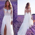 Long-Sleeve Sheer Lace Wedding Dress