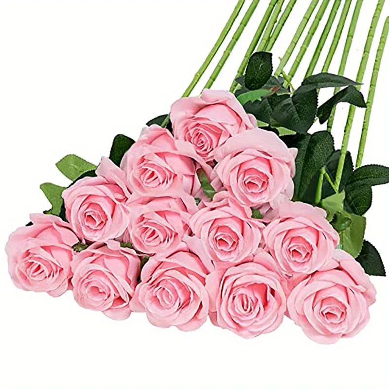 12-Stem Realistic Silk Rose Bouquet - Luzilly Bridal & Apparel
