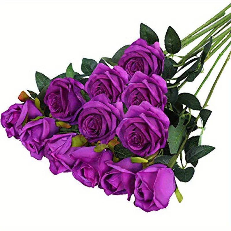 12-Stem Realistic Silk Rose Bouquet - Luzilly Bridal & Apparel