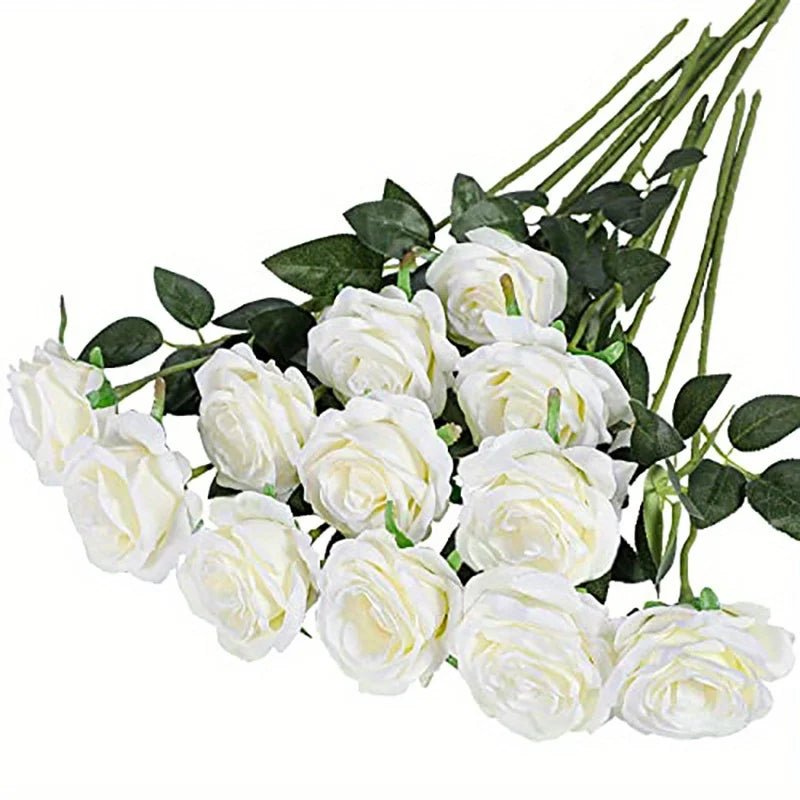 12-Stem Realistic Silk Rose Bouquet - Luzilly Bridal & Apparel