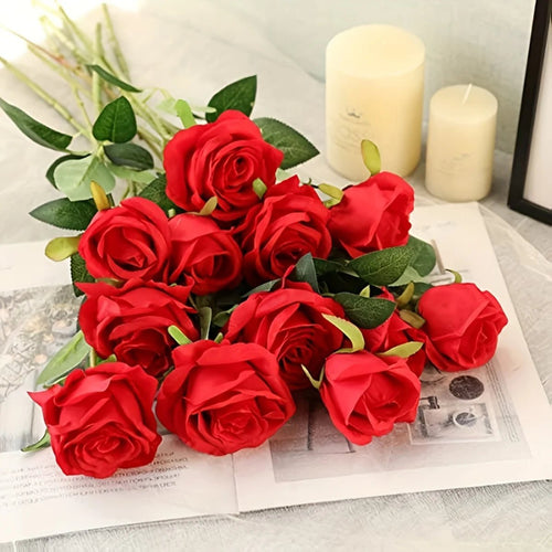 12-Stem Realistic Silk Rose Bouquet - Luzilly Bridal & Apparel