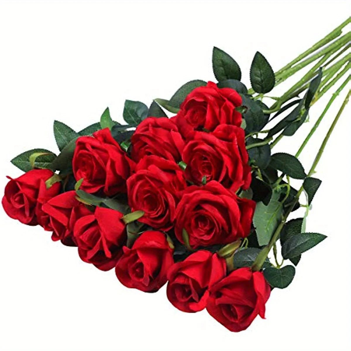 12-Stem Realistic Silk Rose Bouquet - Luzilly Bridal & Apparel