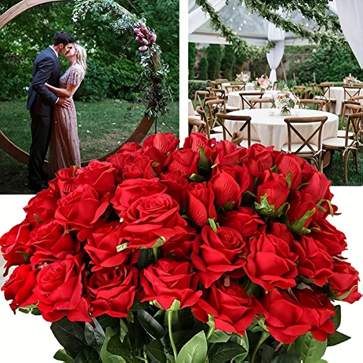 12-Stem Realistic Silk Rose Bouquet - Luzilly Bridal & Apparel