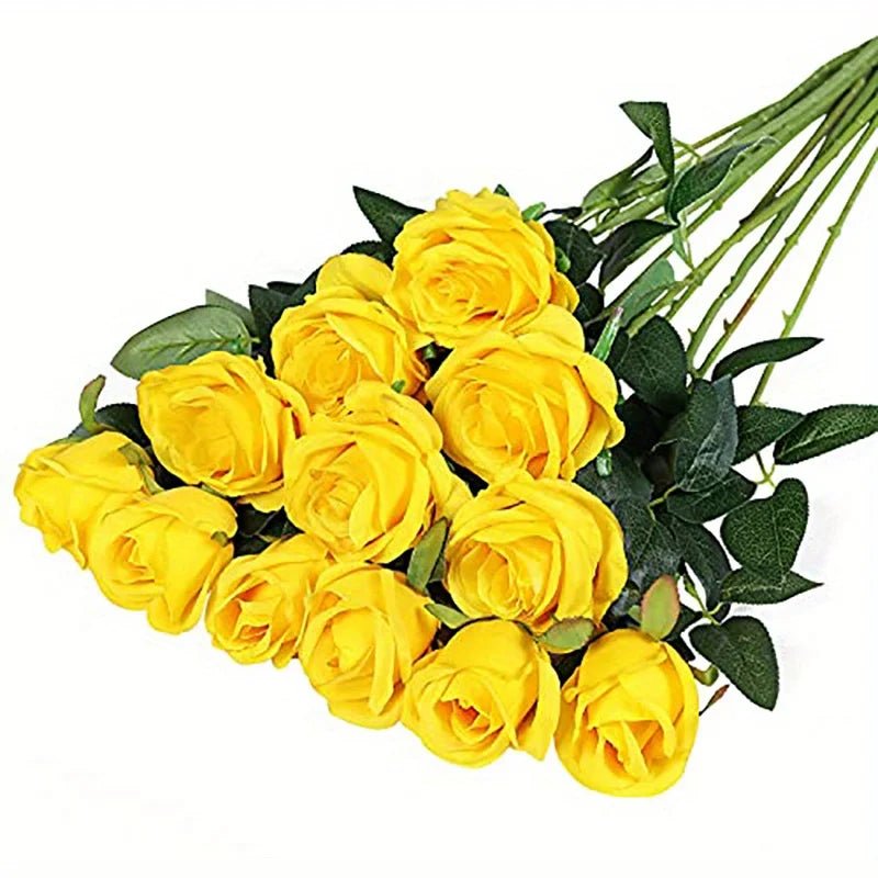 12-Stem Realistic Silk Rose Bouquet - Luzilly Bridal & Apparel