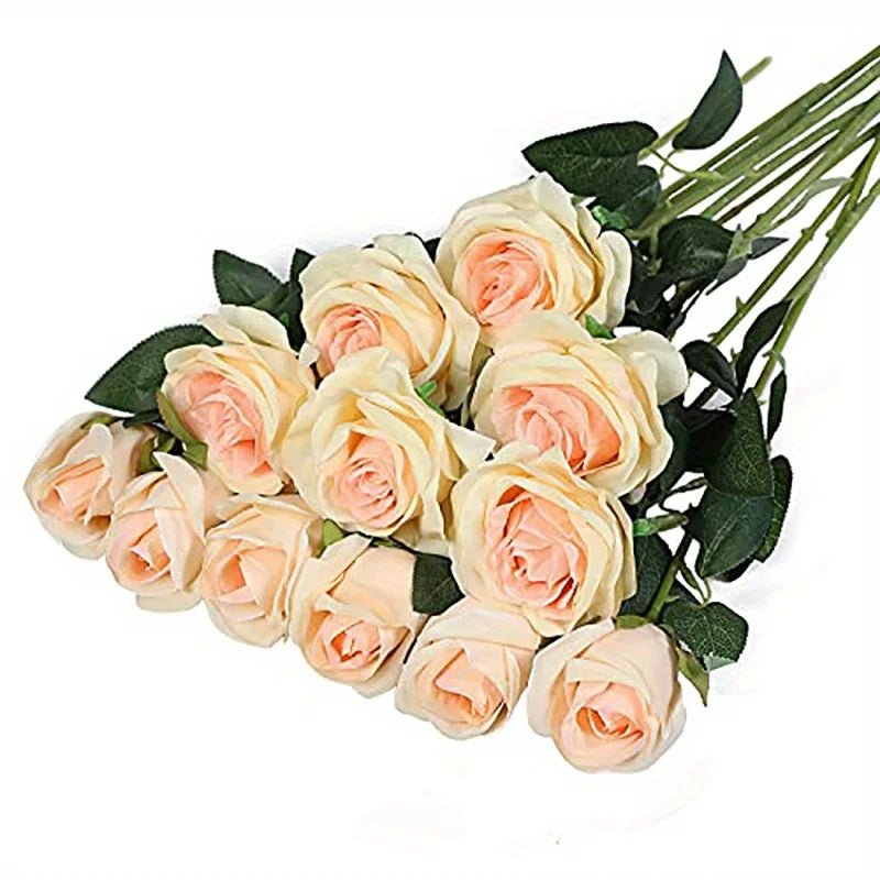 12-Stem Realistic Silk Rose Bouquet - Luzilly Bridal & Apparel