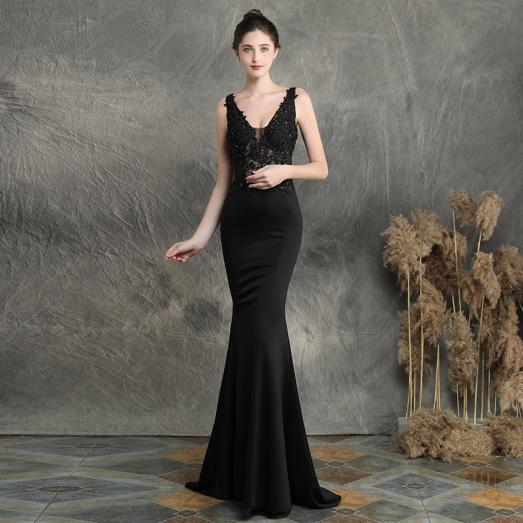 Handmade Applique Beaded Fishtail Gown