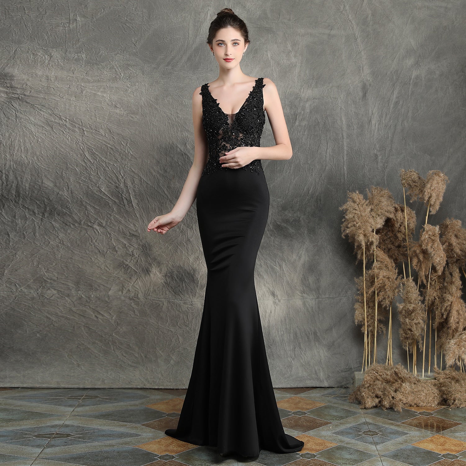 Handmade Applique Beaded Fishtail Gown