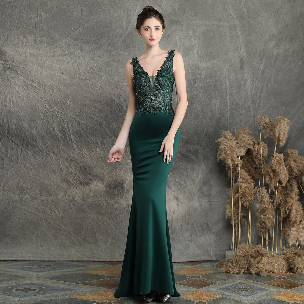 Handmade Applique Beaded Fishtail Gown