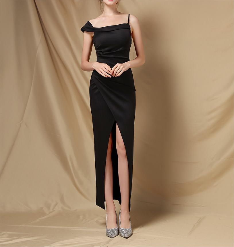 Off-Shoulder Ruched Split Cocktail Dress