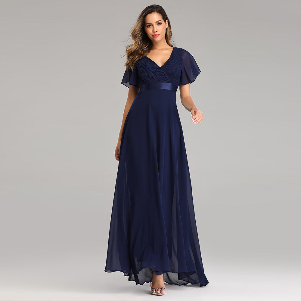Chiffon V-Neck Banquet Bridesmaid Dress