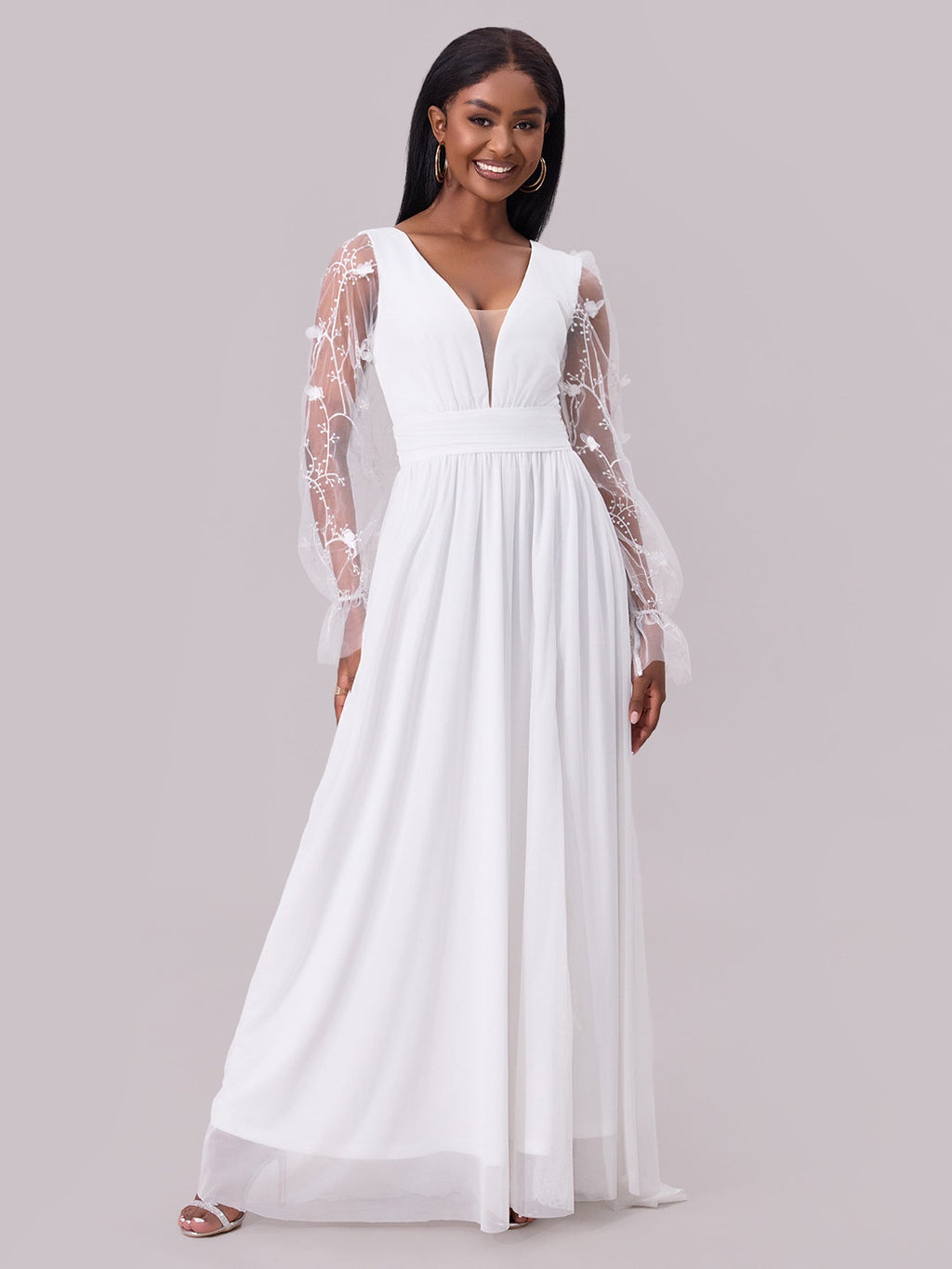 Long-Sleeve Backless Wedding Dress