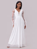 Long-Sleeve Backless Wedding Dress