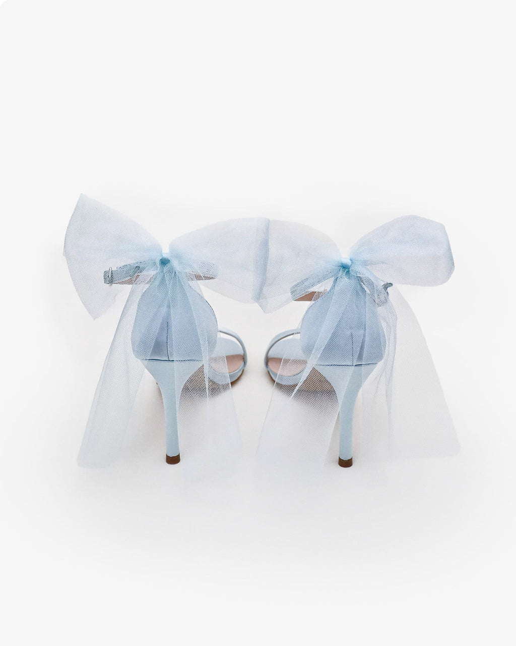 Satin High Heel Wedding Sandals with Tulle Back Bow
