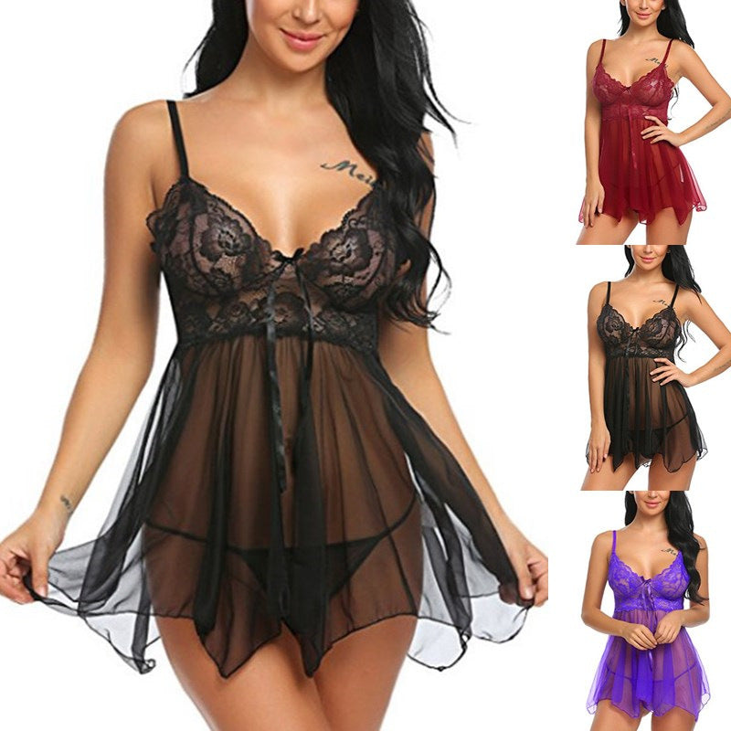 Front-Slit Lace Nightdress - Luzilly Bridal & Apparel