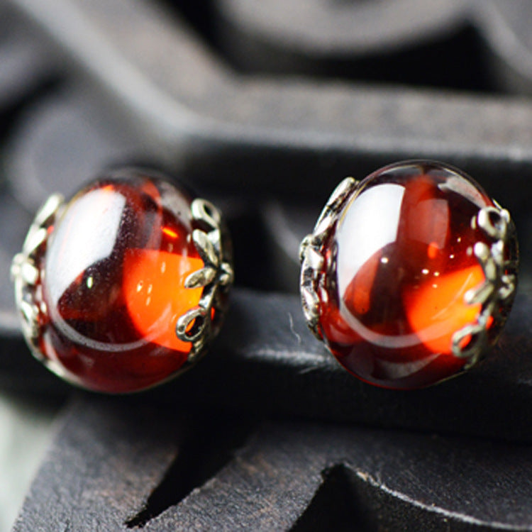 Sterling Silver Red Zircon Bridal Jewelry Set
