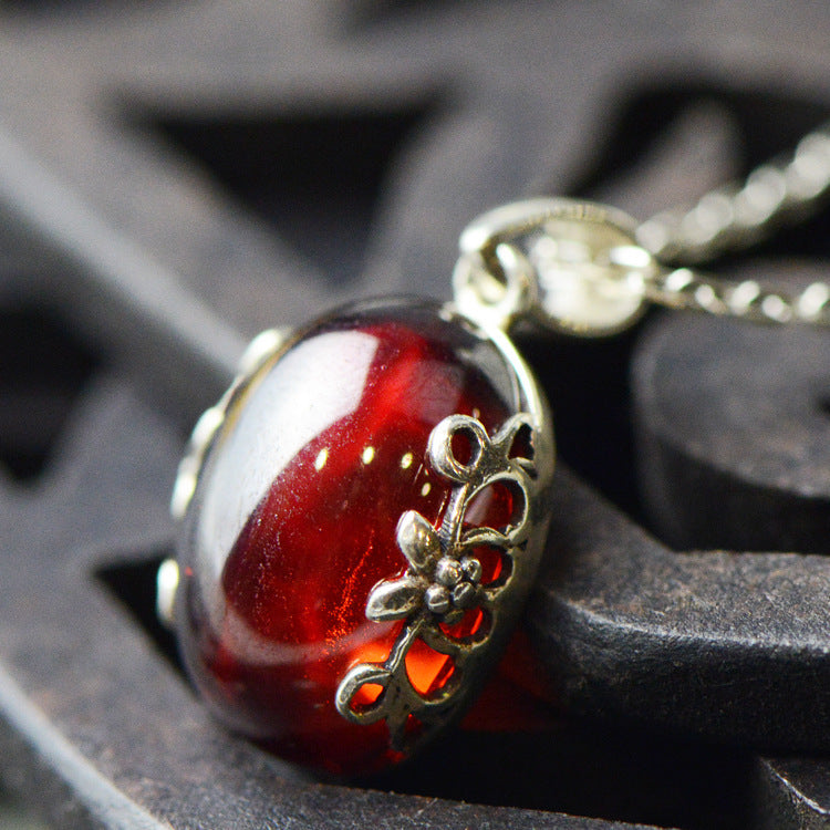 Sterling Silver Red Zircon Bridal Jewelry Set