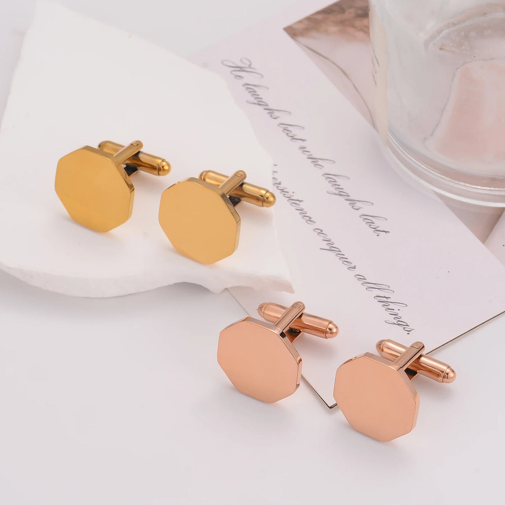 1Pair High Quality Stainless Steel Cufflink Fashion Jewelry for Men Business Wedding Shirt Cuff Buttons Banquet Accessories Gift - Luzilly Bridal & Apparel