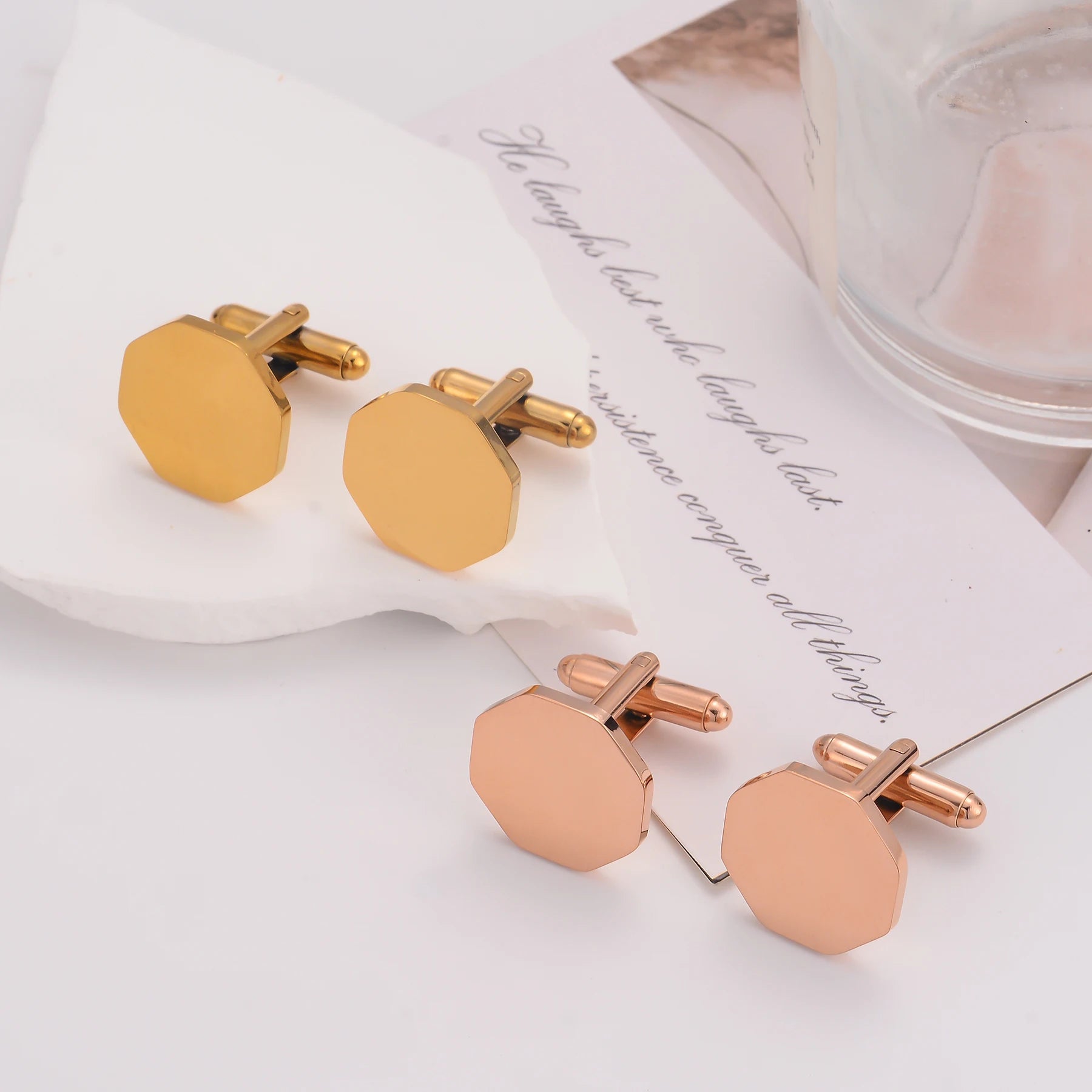 1Pair High Quality Stainless Steel Cufflink Fashion Jewelry for Men Business Wedding Shirt Cuff Buttons Banquet Accessories Gift - Luzilly Bridal & Apparel