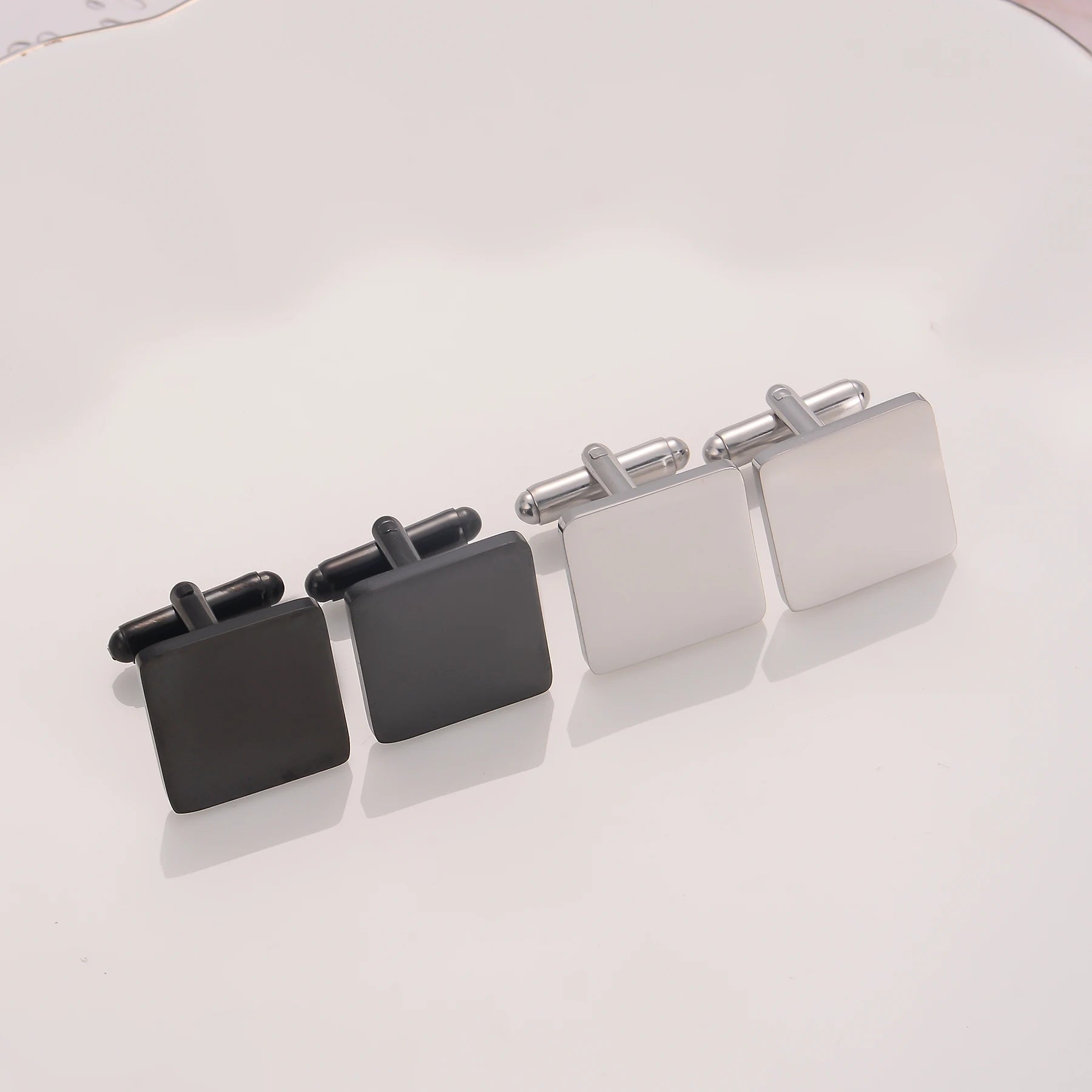 1Pair High Quality Stainless Steel Cufflink Fashion Jewelry for Men Business Wedding Shirt Cuff Buttons Banquet Accessories Gift - Luzilly Bridal & Apparel