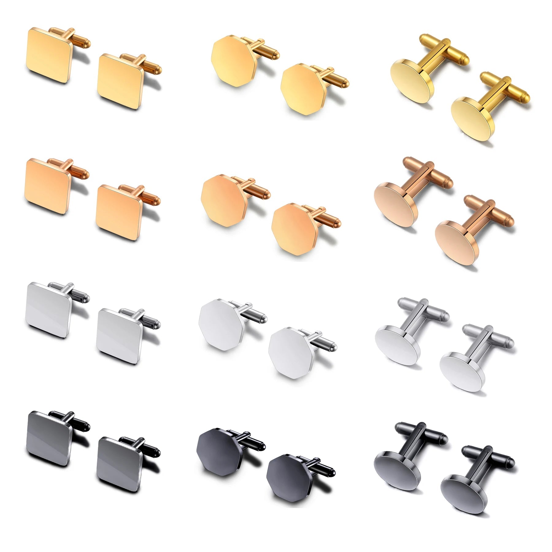 1Pair High Quality Stainless Steel Cufflink Fashion Jewelry for Men Business Wedding Shirt Cuff Buttons Banquet Accessories Gift - Luzilly Bridal & Apparel
