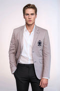 2 Buttons 3 Pockets Crested Cotton Light Pink Jacket - Wessi - Luzilly Bridal & Apparel