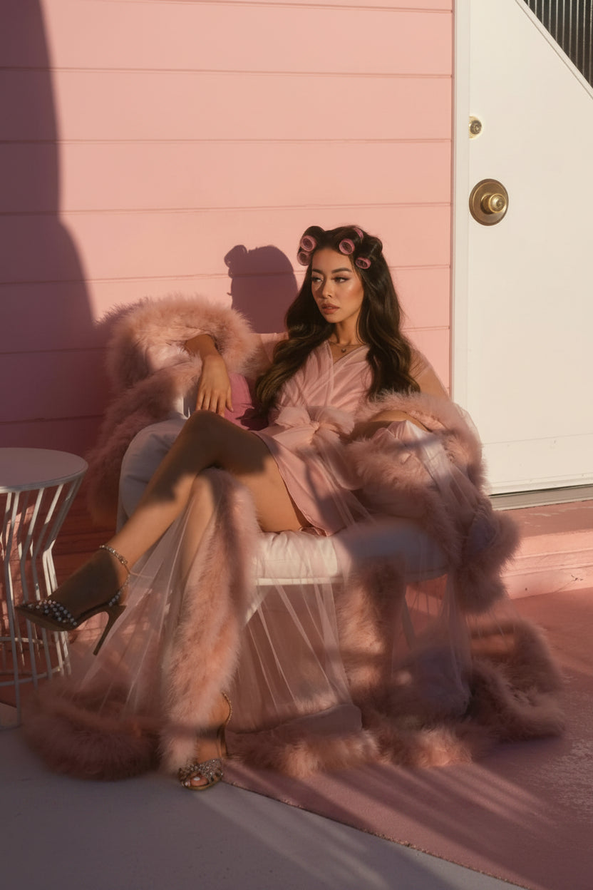 2-Layer Thick Feather Tulle Robe Set – Luxury Photoshoot / Holiday Glam Gown (Multi-Color) - Luzilly Bridal & Apparel
