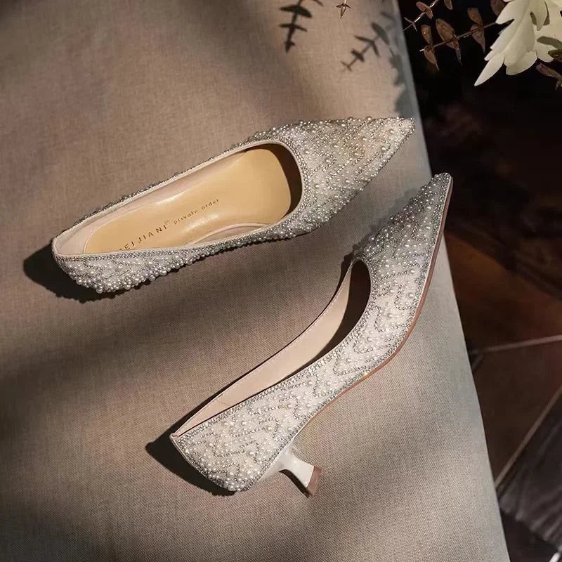 2024 New Women's High Heels Stiletto Heels Sequins Rhinestone Decoration Fashion Women's Dress Party Shoes - Luzilly Bridal & Apparel