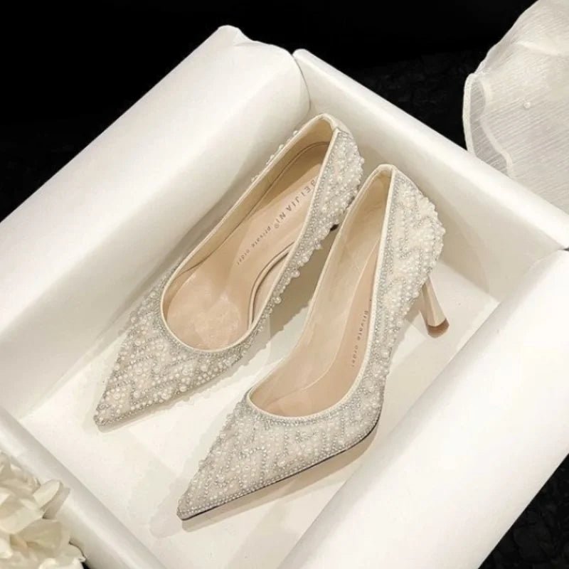 2024 New Women's High Heels Stiletto Heels Sequins Rhinestone Decoration Fashion Women's Dress Party Shoes - Luzilly Bridal & Apparel