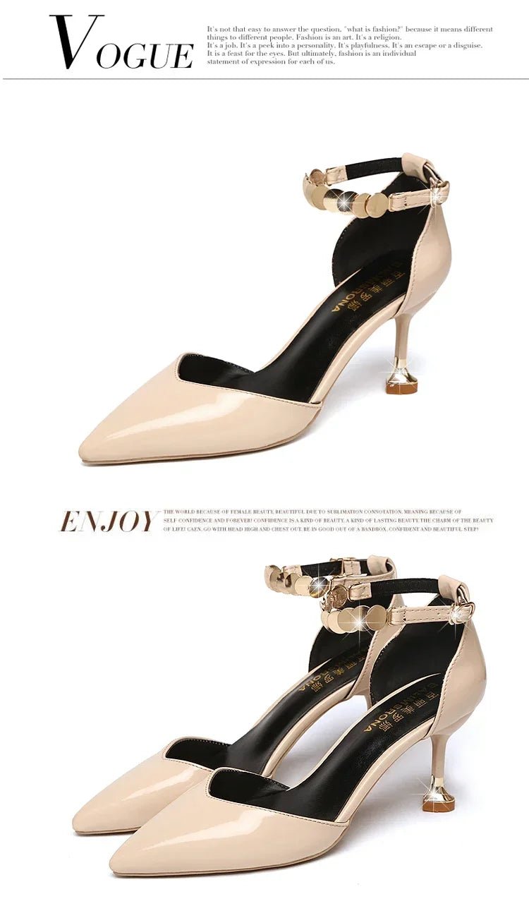 2025 Zapatos De Mujer Women Fashion Sweet Pointed Toe Buckles Strap Stiletto Heels Lady Cool Red Party Heel Shoes White Heels - Luzilly Bridal & Apparel