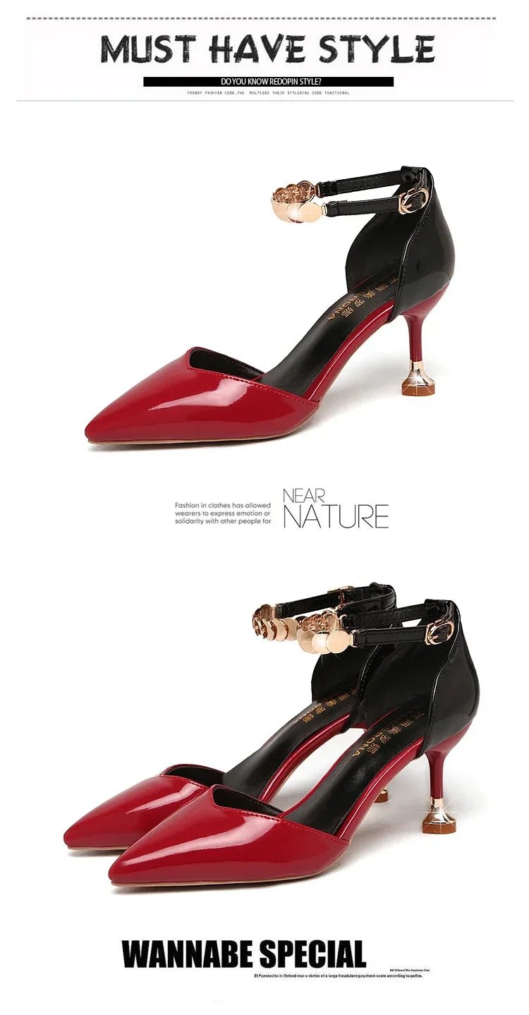 2025 Zapatos De Mujer Women Fashion Sweet Pointed Toe Buckles Strap Stiletto Heels Lady Cool Red Party Heel Shoes White Heels - Luzilly Bridal & Apparel
