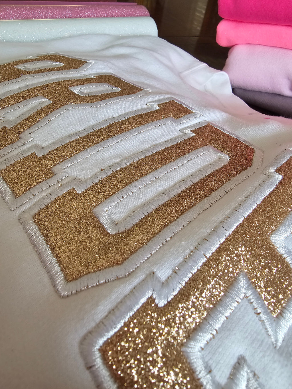 Glitter Embroidered Bride or Wifey Sweatshirt