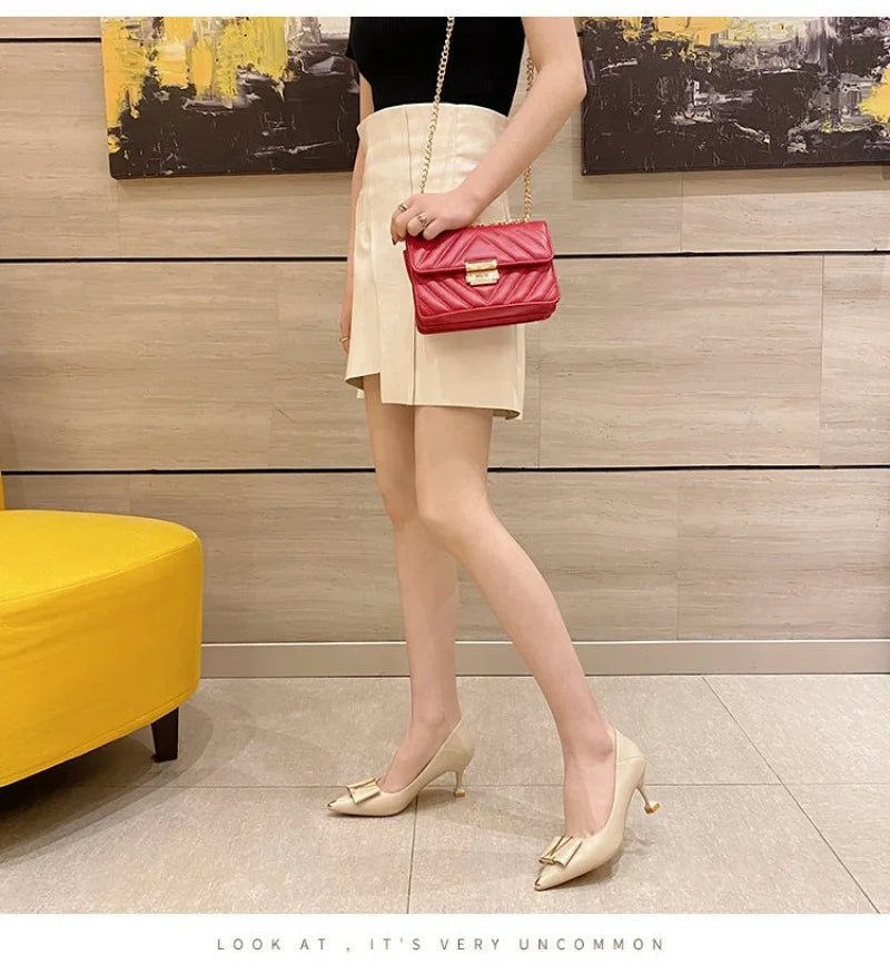 2026 Summer New Pointed-Toe Stiletto Heels, Women's Medium Height Office Pumps, Elegant Work Dress Shoes for Commuting - Luzilly Bridal & Apparel