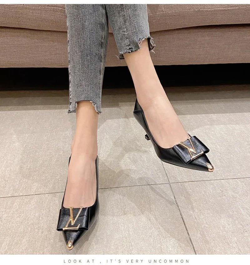 2026 Summer New Pointed-Toe Stiletto Heels, Women's Medium Height Office Pumps, Elegant Work Dress Shoes for Commuting - Luzilly Bridal & Apparel