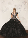 Black Flounced Quinceañera Ball Gown