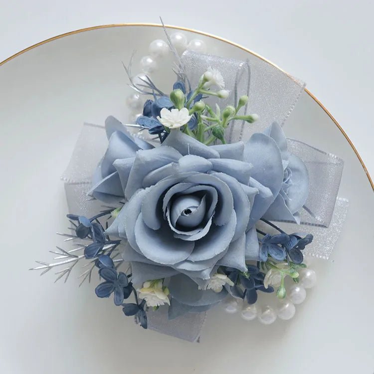 2435Wedding flower bouquet artificial flower business celebration opening guest corsage boutonniere handed flower haze Blue - Luzilly Bridal & Apparel