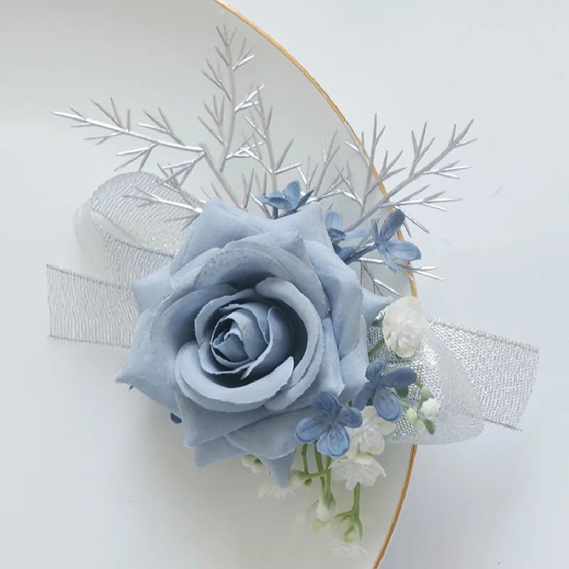 2435Wedding flower bouquet artificial flower business celebration opening guest corsage boutonniere handed flower haze Blue - Luzilly Bridal & Apparel